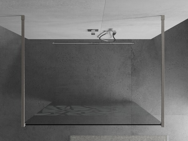 Mexen Kioto, sprchová zástěna Walk-In 110 x 200 cm, 8mm čiré sklo bílý vzor, ​​broušená ocel profil, 800-110-002-97-85