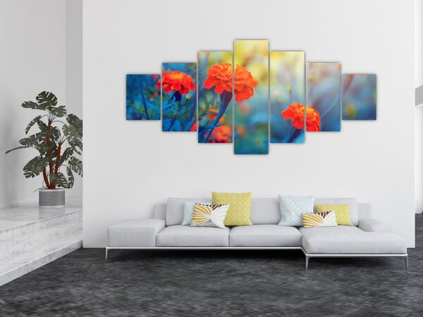 Obraz - Oranžové květy (210x100 cm)