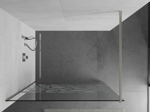 Mexen Kioto, sprchová zástěna Walk-In 70 x 200 cm, 8mm čiré sklo bílý vzor, ​​broušená ocel profil, 800-070-101-97-85