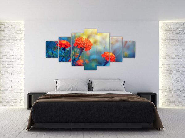 Obraz - Oranžové květy (210x100 cm)