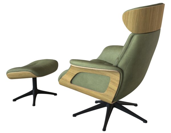 -25 % Dny MOMENTI– Zelené kožené lounge křeslo FLEXLUX CLEMENT MEDIUM IV