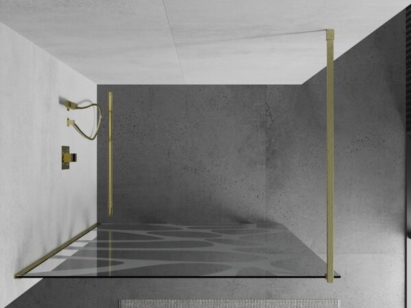 Mexen Kioto, sprchová zástěna Walk-In 70 x 200 cm, 8mm čiré sklo bílý vzor, ​​zlatý matný profil, 800-070-101-55-97