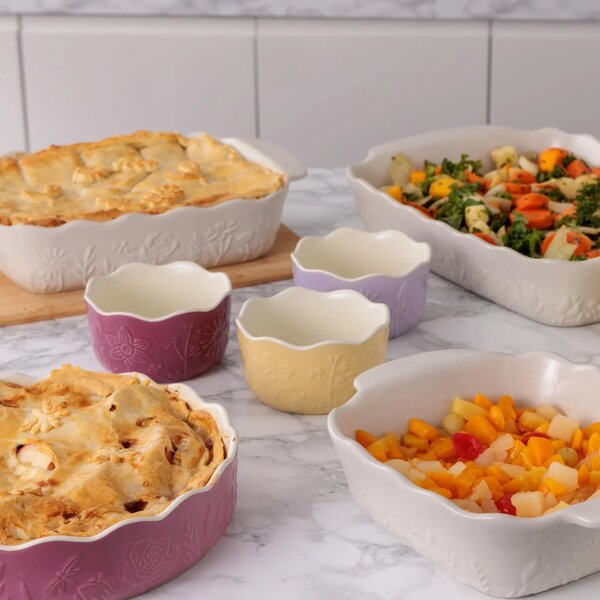 Forma na koláč Mason Cash 23 cm růžová In the Meadow – keramická koláčová forma na ovocné koláče, quiche a slané pečení 2002.294