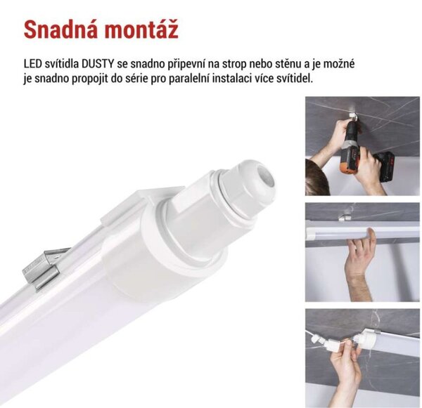EMOS LED prachotěsné svítidlo DUSTY 36W neutrální bílá, 4680 lm, IP65