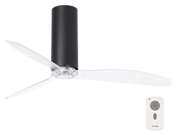 FARO 32036- Stropní ventilátor TUBE FAN černá/čirá pr. 128 cm + dálkové ovládání