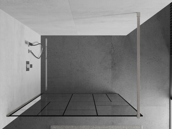 Mexen Kioto, sprchová zástěna Walk-In 70 x 200 cm, 8mm čiré sklo černý vzor, ​​broušená ocel profil, 800-070-101-97-78