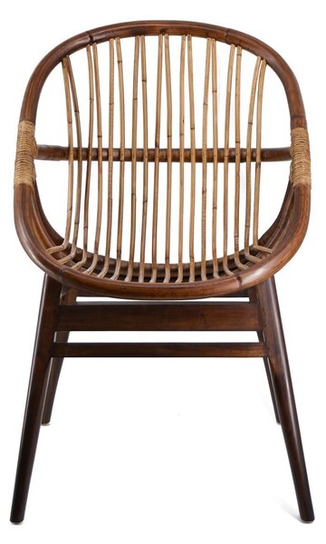 Koloniální oválné křeslo Rattan z masivního dřeva Mindi, bambusu a ratanu 90cm