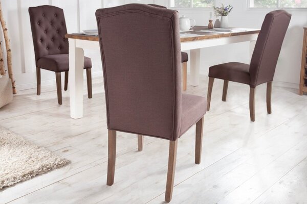 Venkovská stylová jídelní židle Silloth s hnědým čalouněním a chesterfield prošíváním 104cm