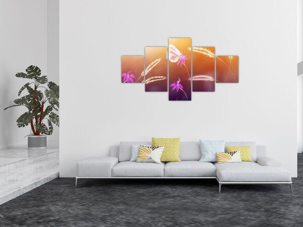 Obraz - Růžový motýl (125x70 cm)