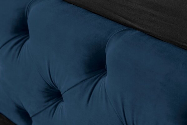 Chesterfield manželská postel Kreon v modrém sametovém potahu na matraci 180x200cm