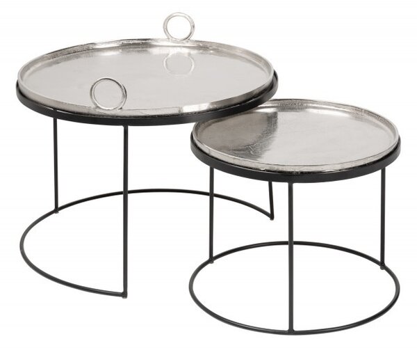 Moderní set dvou kulatých příručních stolků Elements z kovu 62cm