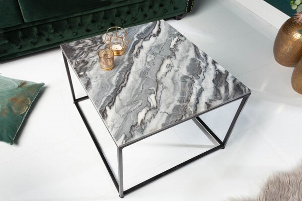 Art-deco designový konferenční stolek Elements Gris z leštěného mramoru 50cm