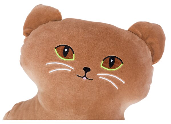 Tegatex Plyšák-polštářek kočka z mikrospandexu, 30cm, hnědá