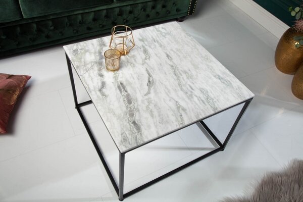 Art-deco stylový konferenční stolek Elements Blanc z leštěného mramoru 50cm