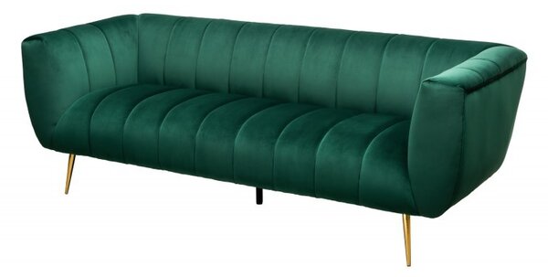 Art-deco sametová sedačka Vermont v zeleném prošívaném potahu 225cm