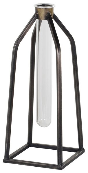 Industriální skleněná váza Tobel ve tvaru zkumavky 26cm