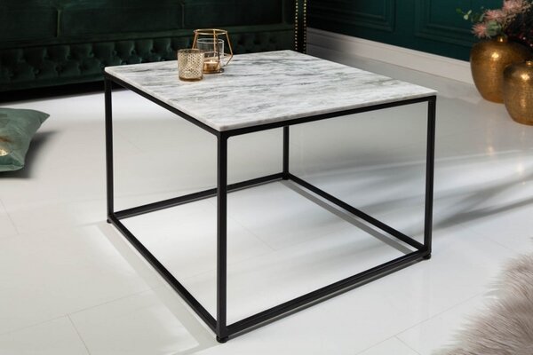 Art-deco stylový konferenční stolek Elements Blanc z leštěného mramoru 50cm