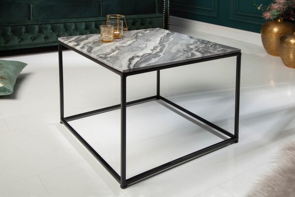 Art-deco designový konferenční stolek Elements Gris z leštěného mramoru 50cm