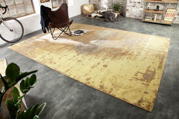 Orientální vkusný koberec Adassil žluté barvy s industriálním nádechem 350cm