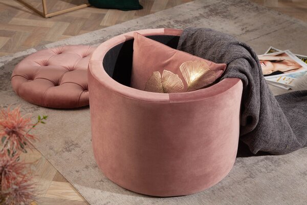 Zámecká designová starorůžová taburetka Modern Barock s úložným prostorem 50cm