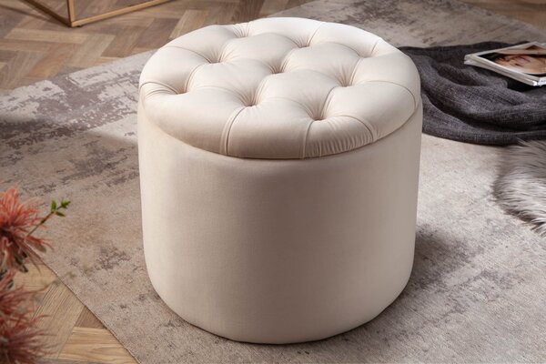 Zámecká luxusní béžová taburetka Modern Barock s úložným prostorem 50cm