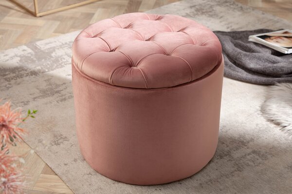 Zámecká designová starorůžová taburetka Modern Barock s úložným prostorem 50cm
