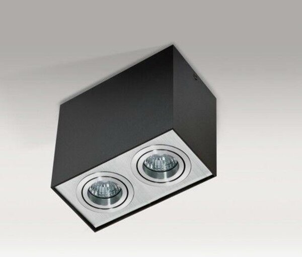 Stropní bodové přisazené svítidlo AZzardo Eloy 2 black/aluminium AZ1355 GU10 2x50W IP20 18,5cm hranaté černo-hliníkové