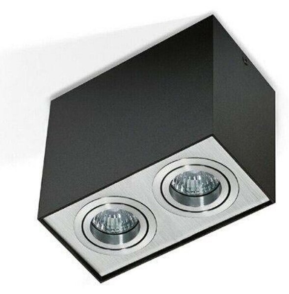 Stropní bodové přisazené svítidlo AZzardo Eloy 2 black/aluminium AZ1355 GU10 2x50W IP20 18,5cm hranaté černo-hliníkové