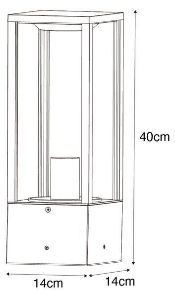 Stojací venkovní lampa černá sžebrovaným sklem 40 cm IP44 - Charlois