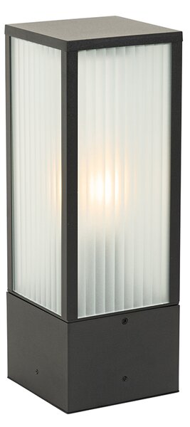 Stojací venkovní lampa černá sžebrovaným sklem 40 cm IP44 - Charlois