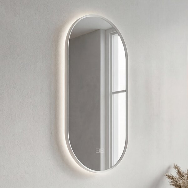 Nimco bílé oválné LED zrcadlo s podsvícením, stmívač 40x80 ZPB 62002LVX-05