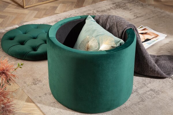 Zámecká designová smaragdová taburetka Modern Barock s úložným prostorem 50cm