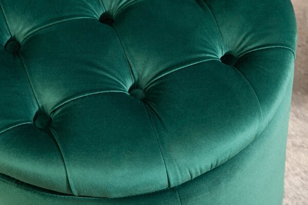 Zámecká designová smaragdová taburetka Modern Barock s úložným prostorem 50cm