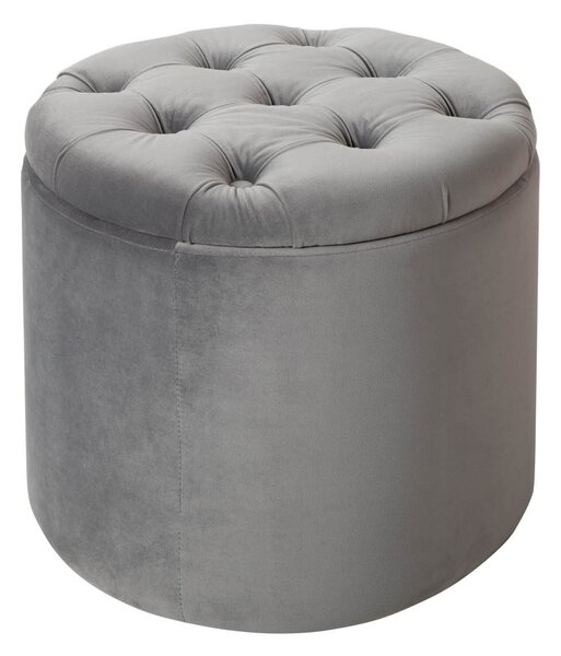 Kulatá stříbrná taburetka Modern Barock s úložným prostorem 50cm