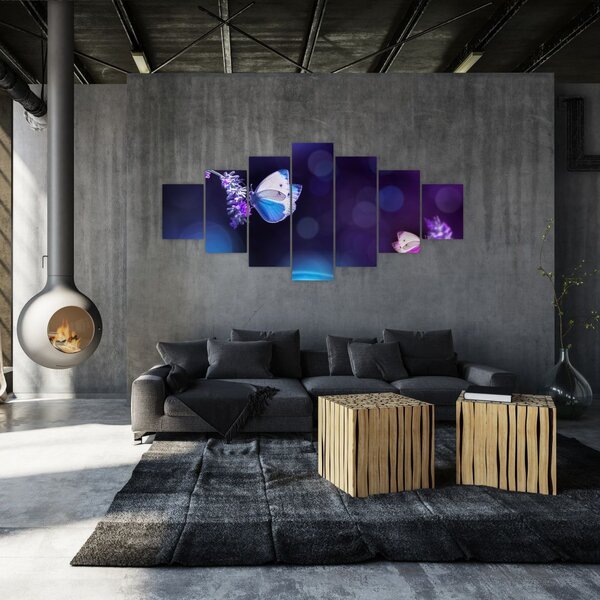 Obraz - Motýli na levanduli (210x100 cm)