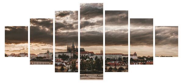 Obraz - zamračená Praha (210x100 cm)