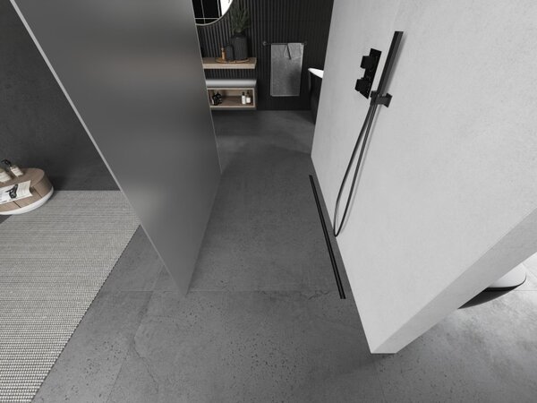 Mexen Kioto, sprchová zástěna Walk-In 130 x 200 cm, 8mm sklo námraza, grafitový profil, 800-130-002-66-30