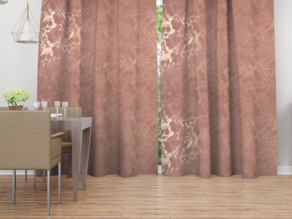 Biante Sametový závěs Isabela IBL-024 Zlatý/kouřový mramor na starorůžovém - šířka 135 cm 135x140 cm