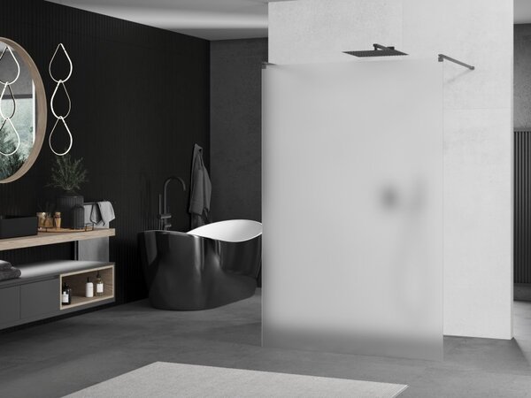 Mexen Kioto, sprchová zástěna Walk-In 130 x 200 cm, 8mm sklo námraza, grafitový profil, 800-130-002-66-30