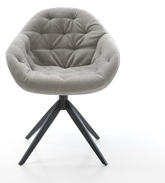 DELIFE Jídelní židle Gaio-Flex látka Měkký šedá křížová podnož široká černá 360° otočný houpací funkce