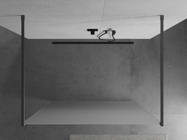 Mexen Kioto, sprchová zástěna Walk-In 130 x 200 cm, 8mm sklo námraza, grafitový profil, 800-130-002-66-30