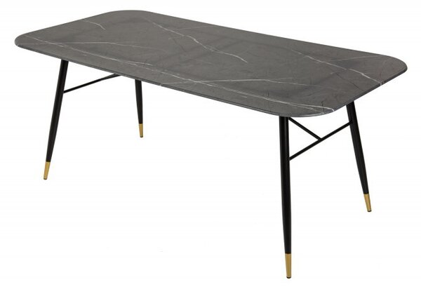 Retro nadčasový jídelní stůl Forisma s černou povrchovou deskou s mramorovým vzhledem 180 cm