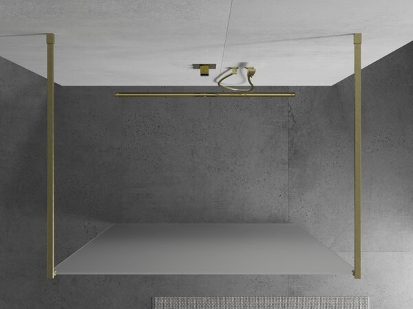Mexen Kioto, sprchová zástěna Walk-In 130 x 200 cm, 8mm sklo námraza, zlatý matný profil, 800-130-002-55-30