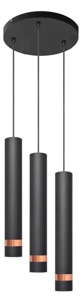 LED Lustr na lanku TUBA 3xGU10/4,8W/230V černá/měděná