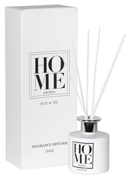 Stylový aromatický bílý skleněný difuzer Suite & Tie s tyčinkami 30 cm