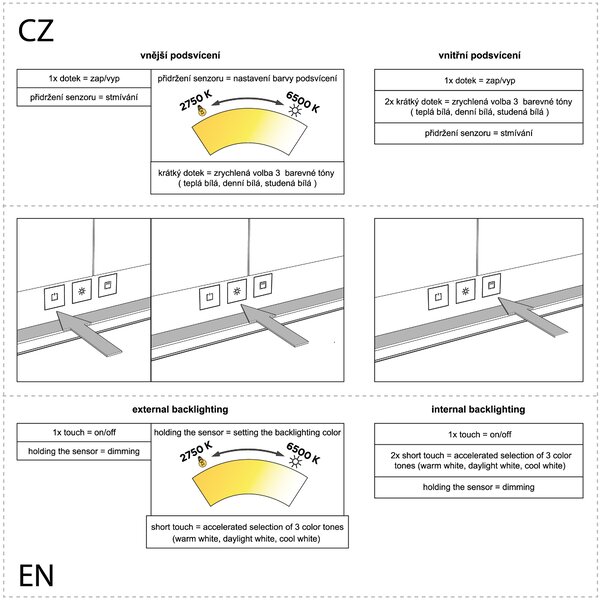 Černá LED podsvícená zrcadlová skříňka 600