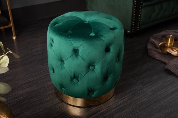 Barokní designová smaragdová taburetka Modern Barock se sametovým potahem 38cm