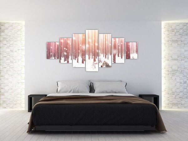 Obraz - Zebra v zasněženém lese (210x100 cm)