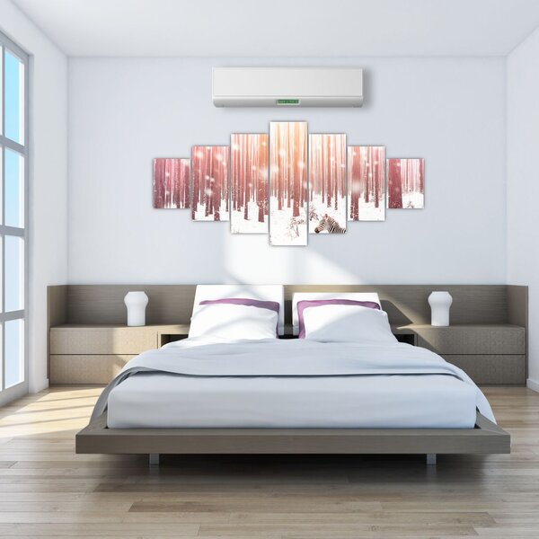 Obraz - Zebra v zasněženém lese (210x100 cm)