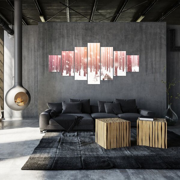 Obraz - Zebra v zasněženém lese (210x100 cm)